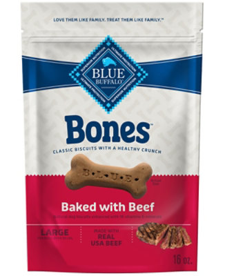 Blue Bones Natural Crunchy Beef Large Dog Biscuit Treats - 16 Oz - Image 1