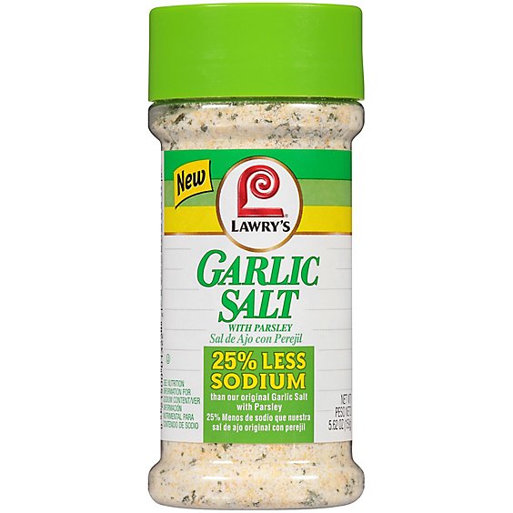 Lawry's 25% Less Sodium Garlic Salt With Parsley - 5.62 Oz