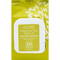 Acure Cleansing Towelettes Fragrance Free Argan Oil For Face Plus Body - 30 Count - Image 2