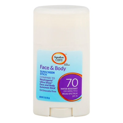 Signature Care Sheer Sunscreen Stick Face & Body Water Resistant SPF 70 - 1.5 Oz - Image 1