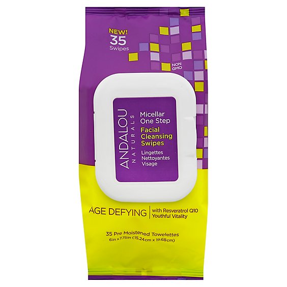 Andalou Naturals Micellar One Step Facial Cleansing Wipes - 35 Count