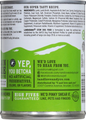 I and love and you Lambarama Stew Wet Dog Food - 13 Oz - Image 5