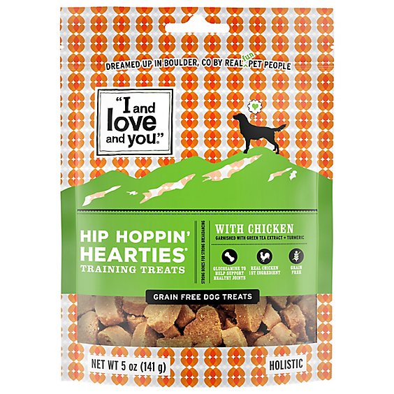 I And Love And You Dog Treat Hip Hoppin Hearties with Chicken Pouch - 5 Oz