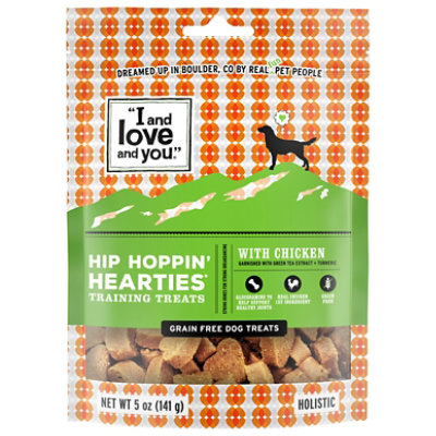 I And Love And You Dog Treat Hip Hoppin Hearties with Chicken Pouch - 5 Oz