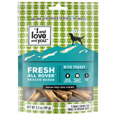 I And Love And You Dog Chews Fresh All Rover with Turkey Pouch 5 Count - 3.5 Oz