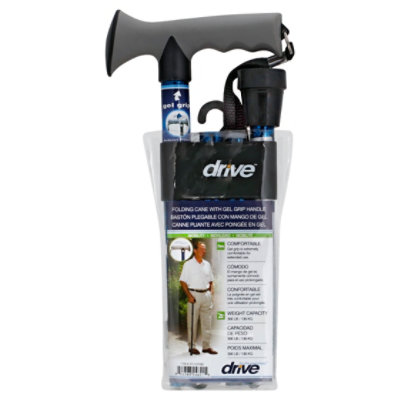 Drive Medical Cane,folding,gel Grip,blcrackle - Each