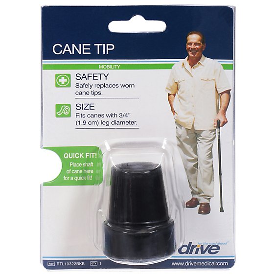 Drive Medical 3/4in Replacement Tips Black Blstr Pk - Each