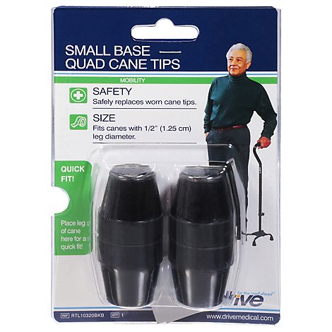 Drive Medical Quad Cane Tips Small Base Blstr Pk - Each