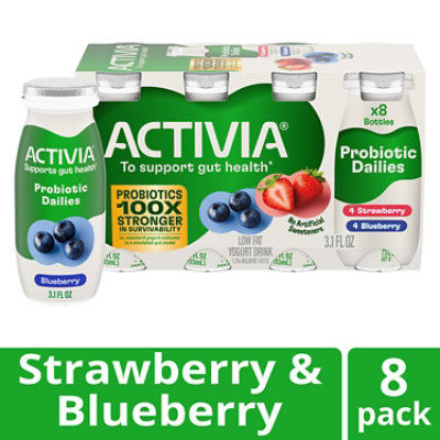 Activia Strawberry & Blueberry Probiotic Low Fat Yogurt Drinks