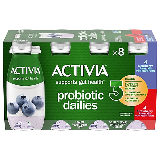 Activia Probiotic Dailies Strawberry & Blueberry Yogurt Drink - 8-3.1 Fl. Oz.