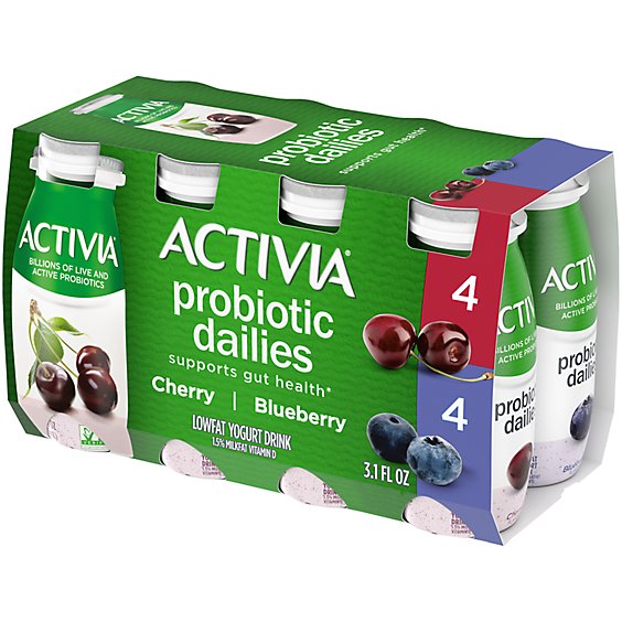 Activia Probiotic Dailies Blueberry & Cherry Low Fat Yogurt Drink Variety Pack - 8-3.1 Fl. Oz.