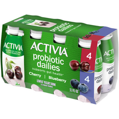 Activia Probiotic Dailies Blueberry And Cherry Variety Pack Low Fat Yogurt Drink  8-3.1 Fl. Oz.