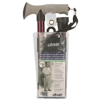 Drive Medical Cane,folding,gel Grip,red Crkle - Each - Image 3