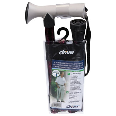 Drive Medical Cane,folding,gel Grip,red Crkle - Each