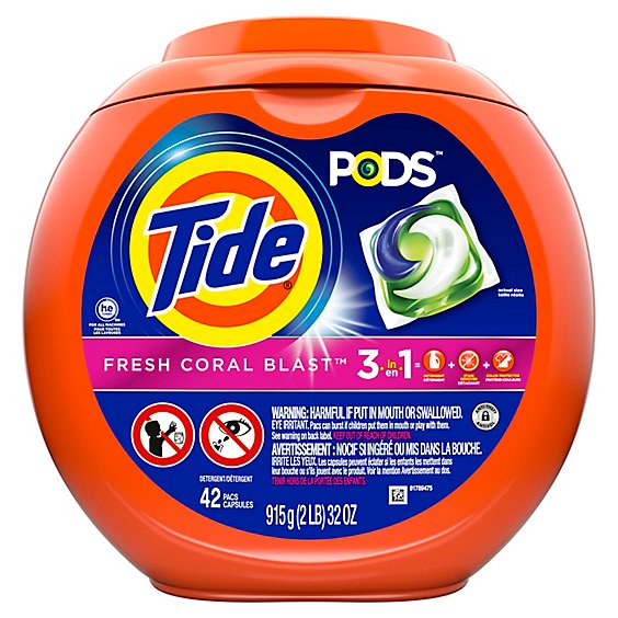 Tide PODS Liquid Laundry Detergent Pacs Fresh Coral Blast - 42 Count