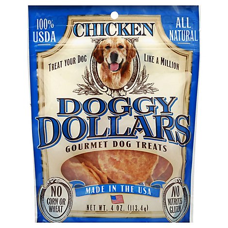 Doggy Dollars Dog Treats Gourmet Natural Chicken Pouch - 4 Oz