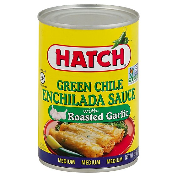 HATCH Sauce Enchilada Gluten Free Green Chile With Roasted Garlic Medium Can - 15 Oz