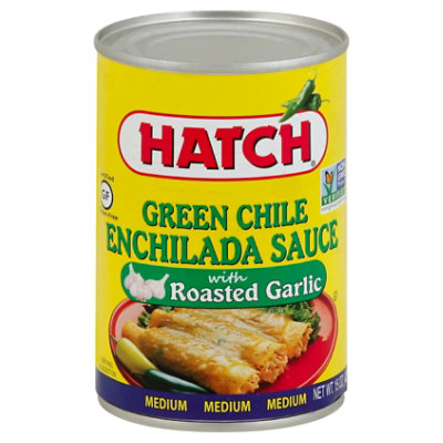 HATCH Sauce Enchilada Gluten Free Green Chile With Roasted Garlic Medium Can - 15 Oz