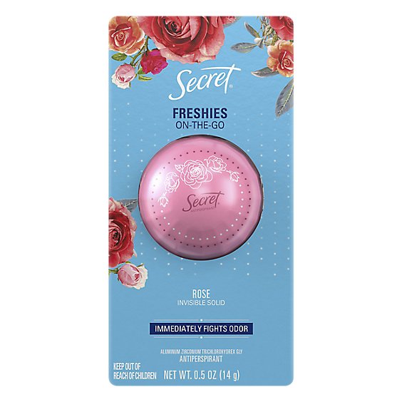 Secret Freshies Antiperspirant invisible Solid On The Go Rose Scent - 0.5 Oz