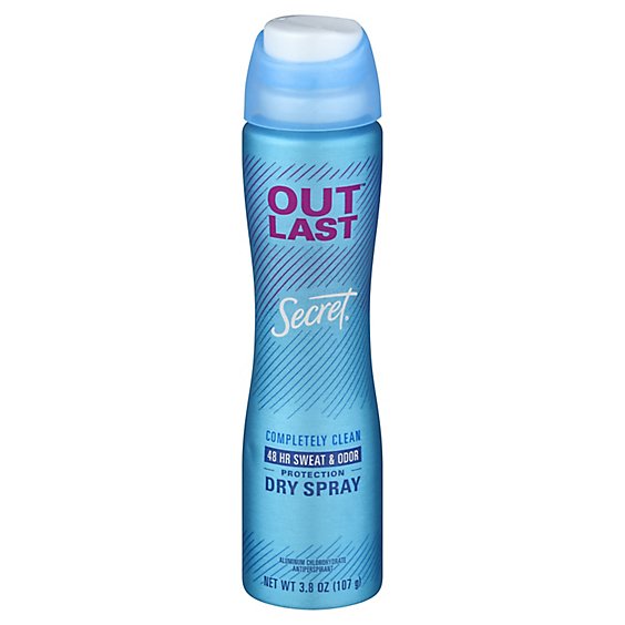 Secret Outlast Completely Clean Scent Dry Spray Antiperspirant and Deodorant - 3.8 Oz
