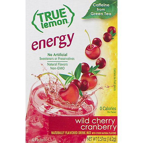 True Lemon Energy Drink Mix Wild Cherry Cranberry - 1.06 Oz