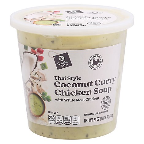 Signature Cafe Thai Styled Coconut Curry Chicken Soup - 24 Oz.