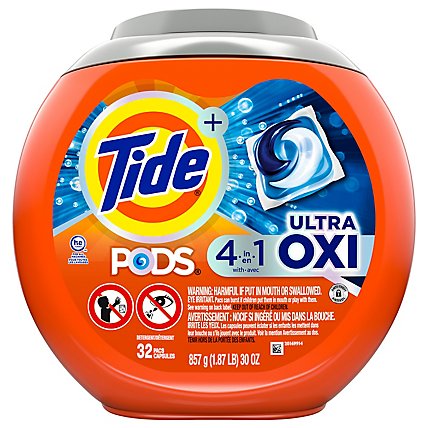 Tide Plus PODS Liquid Laundry Detergent Pacs 4 In 1 Ultra Oxi - 32 Count - Image 2