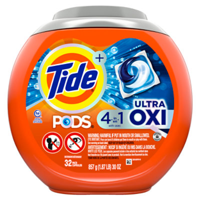 Tide Plus PODS Liquid Laundry Detergent Pacs 4 In 1 Ultra Oxi - 32 Count - Image 1