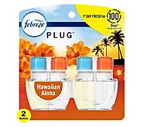 Febreze PLUG Air Freshener Refill Odor Eliminating Fade Defy Hawaiian Aloha - 2 Count