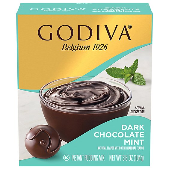 Godiva Instant Pudding Mix Dark Chocolate Peppermint Box - 3.6 Oz