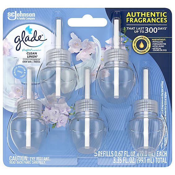 Glade Plugins Clean Linen Scented Oil Air Freshener Refill - 5-0.67 Oz