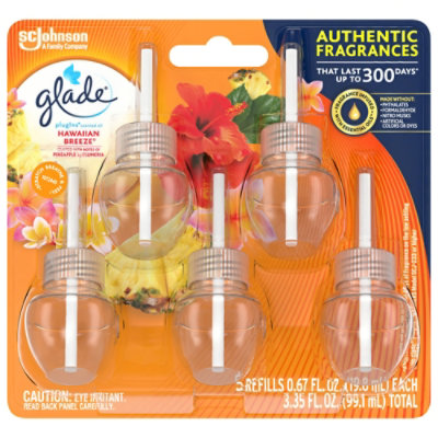 Glade PlugIns Scented Oil Refill Hawaiian Breeze Essential Oil Infused Wall Plug In 3.35 FlOz 5ct