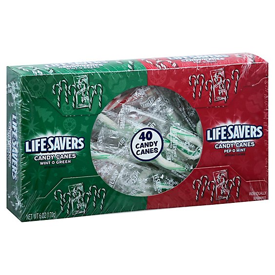 Life Savers Candy Canes Mini Wint O Green & Pep O Mint - 6 Oz