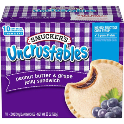 Smucker’s Uncrustables Peanut Butter & Grape Jelly Sandwiches - 10 Count