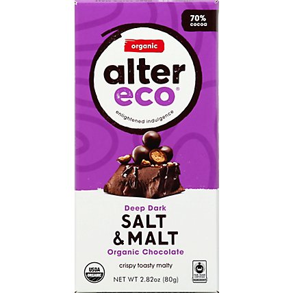 Alter Eco Choc Bar Dk Salt Malt Org - 2.82 Oz - Image 2