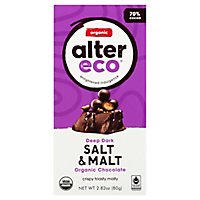 Alter Eco Choc Bar Dk Salt Malt Org - 2.82 Oz - Image 1