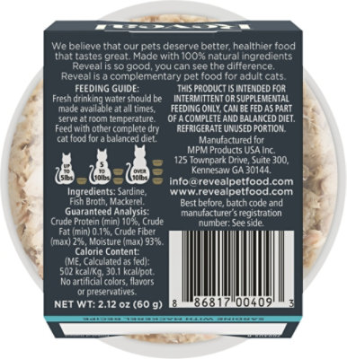 Reveal Cat Food Grain Free Sardine With Mackerel In A Natural Broth - 2.12 Oz - Image 5