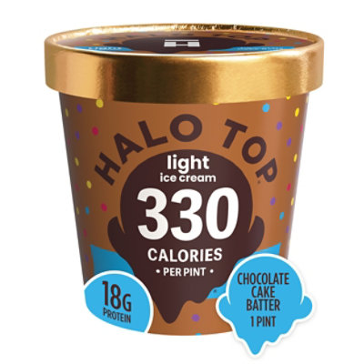 Halo Top Chocolate Cake Batter Light Ice Cream Frozen Dessert For Summer - 16 Fl. Oz.