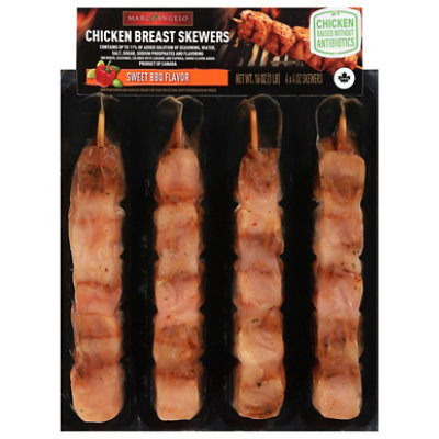 Marcangelo Sweet Bbq Seasoned Chicken Breast Skewers - 1 Lb - Image 1