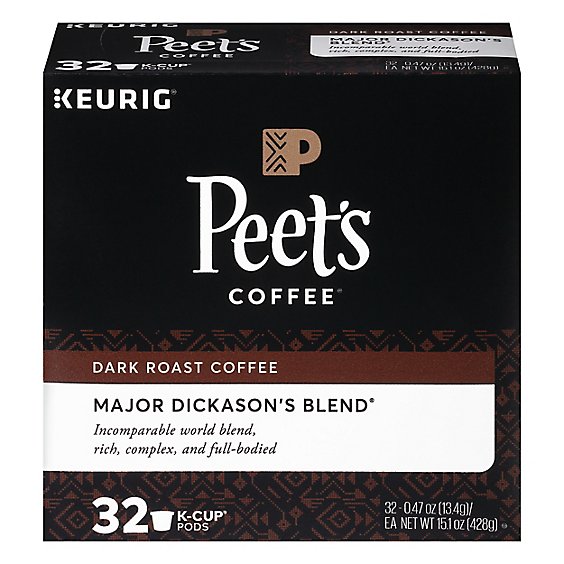 Peet's Coffee Major Dickasons Blend Dark Roast K Cup Pods - 32 Count