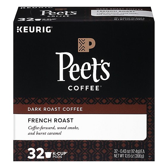 Peet's Coffee French Roast Dark Roast K Cup Pods - 32 Count