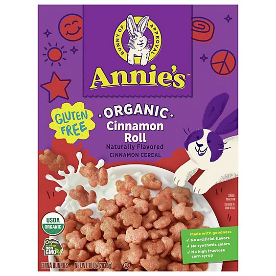 Annies Homegrown Cereal Organic Gluten Free Cinnabunnies Cinnamon Box - 10 Oz