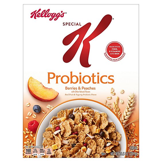 Special K Breakfast Cereal Probiotics Berries and Peaches - 10.5 Oz