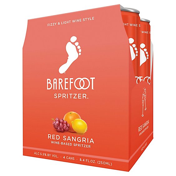 Barefoot Spritzer Red Sangria Wine Cans - 4-250 Ml