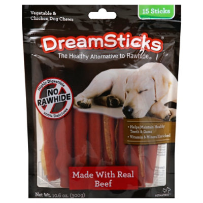 DreamBone DreamSticks Dog Chews No Rawhide Vegetable & Chicken Beef 15
