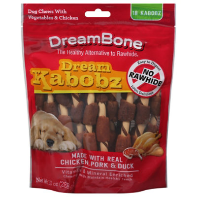 DreamBone Dog Chews No Rawhide Vegetable & Chicken Dream Kabobz Pouch 18 Count - 10 Oz