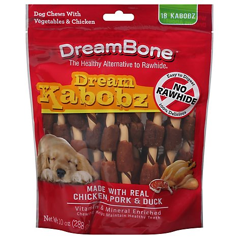 DreamBone Dog Chews No Rawhide Vegetable & Chicken Dream Kabobz Pouch 18 Count - 10 Oz