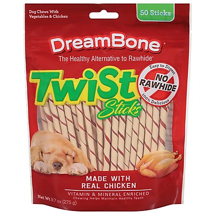 DreamBone Dog Chews Vegetable & Chicken Twist Sticks 50 Count - 9.7 Oz - Image 3
