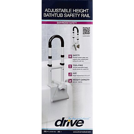Drive Medical Bath Tub Safety Rail Adj Ht White - Each - Image 2