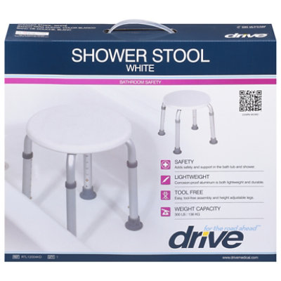 Drive Medical Shower Stool White Rtl12004kd - Each